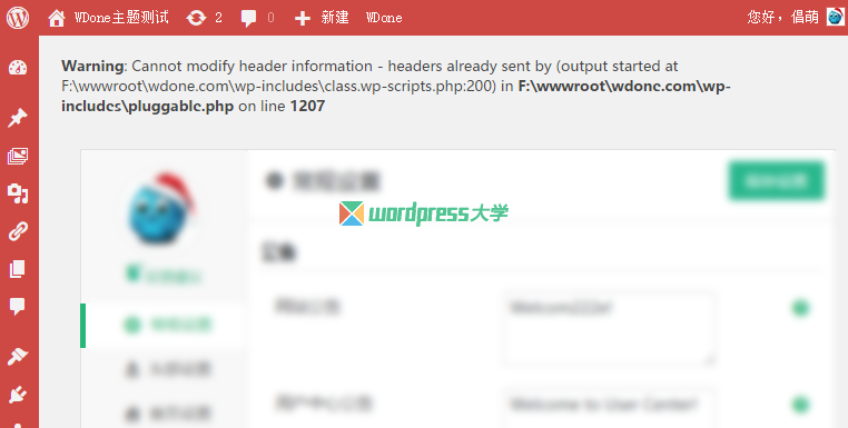 WordPress 使用 wp_redirect 函数出现 Warning: Cannot modify header information – headers already sent